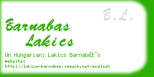 barnabas lakics business card